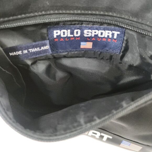 Polo Sport Ralph Lauren Crossbody Shoulder Bag Black USA Flag Vintage 90s - Picture 4 of 8